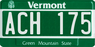 VT license plate ACH175