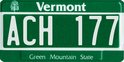 VT license plate ACH177