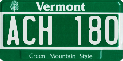 VT license plate ACH180