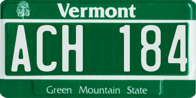 VT license plate ACH184