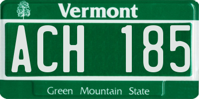 VT license plate ACH185