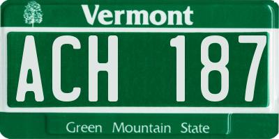 VT license plate ACH187