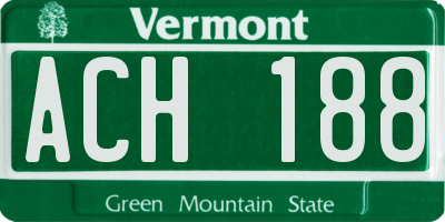 VT license plate ACH188