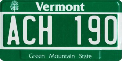 VT license plate ACH190