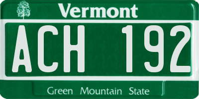 VT license plate ACH192