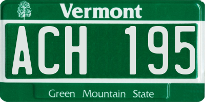 VT license plate ACH195