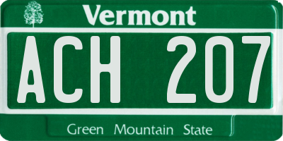 VT license plate ACH207