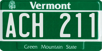 VT license plate ACH211