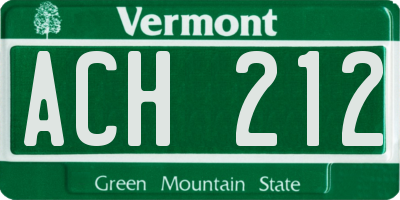 VT license plate ACH212