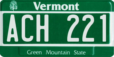 VT license plate ACH221