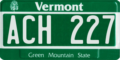VT license plate ACH227