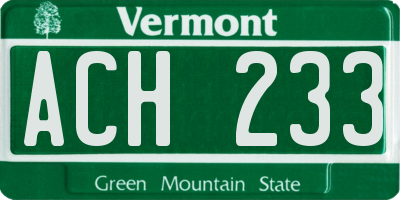 VT license plate ACH233