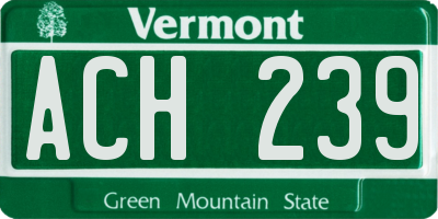 VT license plate ACH239