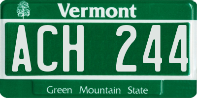 VT license plate ACH244
