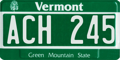 VT license plate ACH245