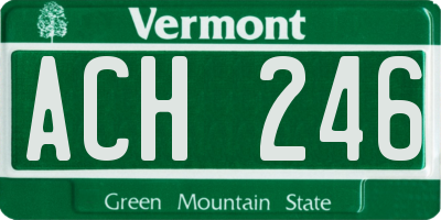 VT license plate ACH246