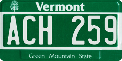 VT license plate ACH259