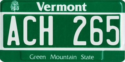 VT license plate ACH265