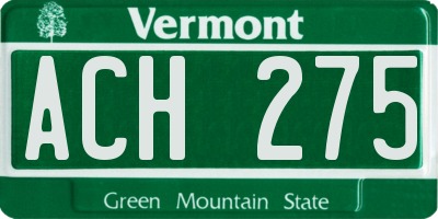 VT license plate ACH275
