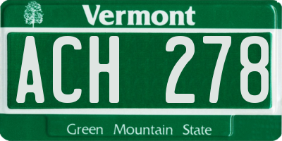 VT license plate ACH278