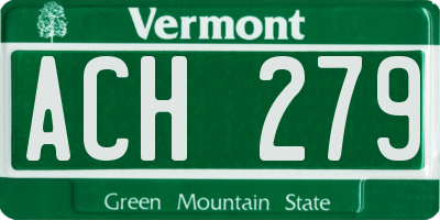 VT license plate ACH279