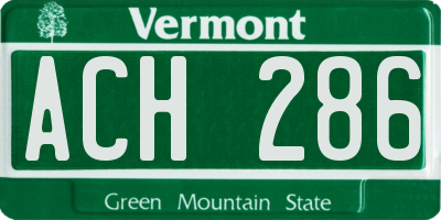 VT license plate ACH286