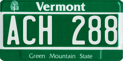 VT license plate ACH288