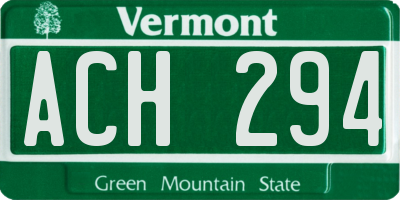 VT license plate ACH294