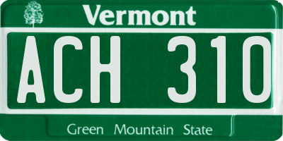 VT license plate ACH310