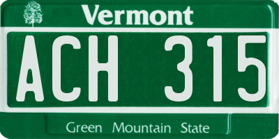 VT license plate ACH315