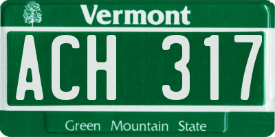 VT license plate ACH317