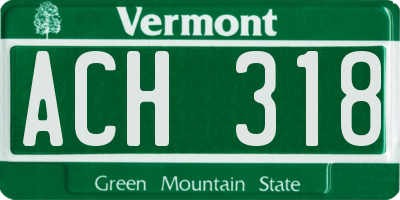 VT license plate ACH318