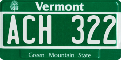 VT license plate ACH322