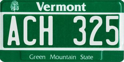 VT license plate ACH325