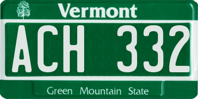 VT license plate ACH332