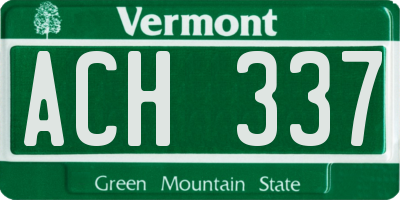 VT license plate ACH337