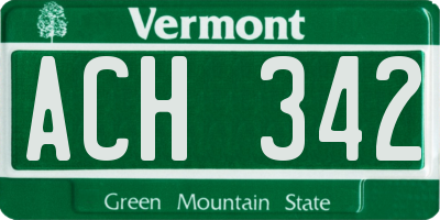 VT license plate ACH342