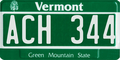VT license plate ACH344