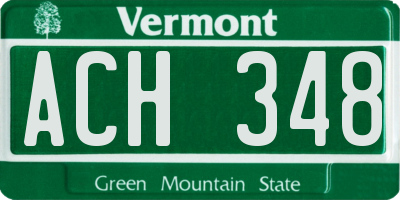 VT license plate ACH348