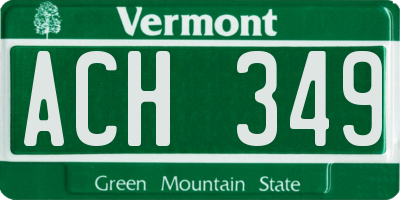 VT license plate ACH349