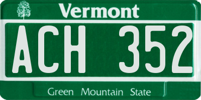 VT license plate ACH352