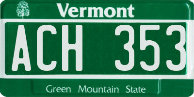 VT license plate ACH353