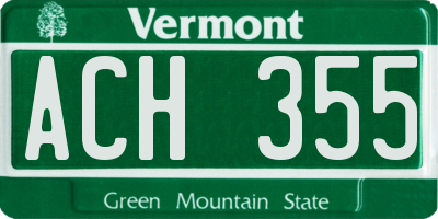 VT license plate ACH355
