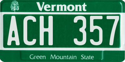 VT license plate ACH357