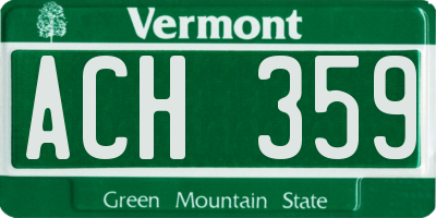 VT license plate ACH359