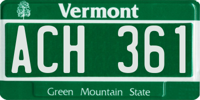 VT license plate ACH361