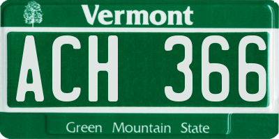 VT license plate ACH366