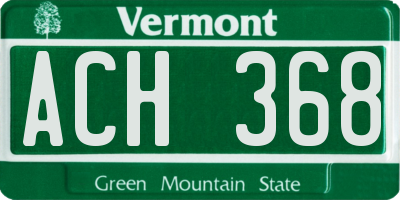VT license plate ACH368