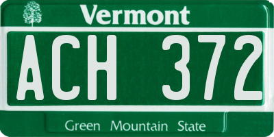 VT license plate ACH372