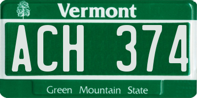 VT license plate ACH374